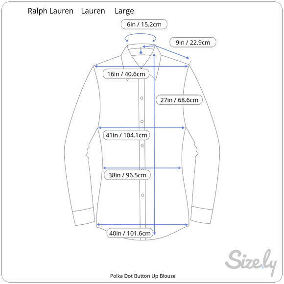 LAUREN Ralph Lauren Dotted Blue Button Up- size L - Picture 10 of 10
